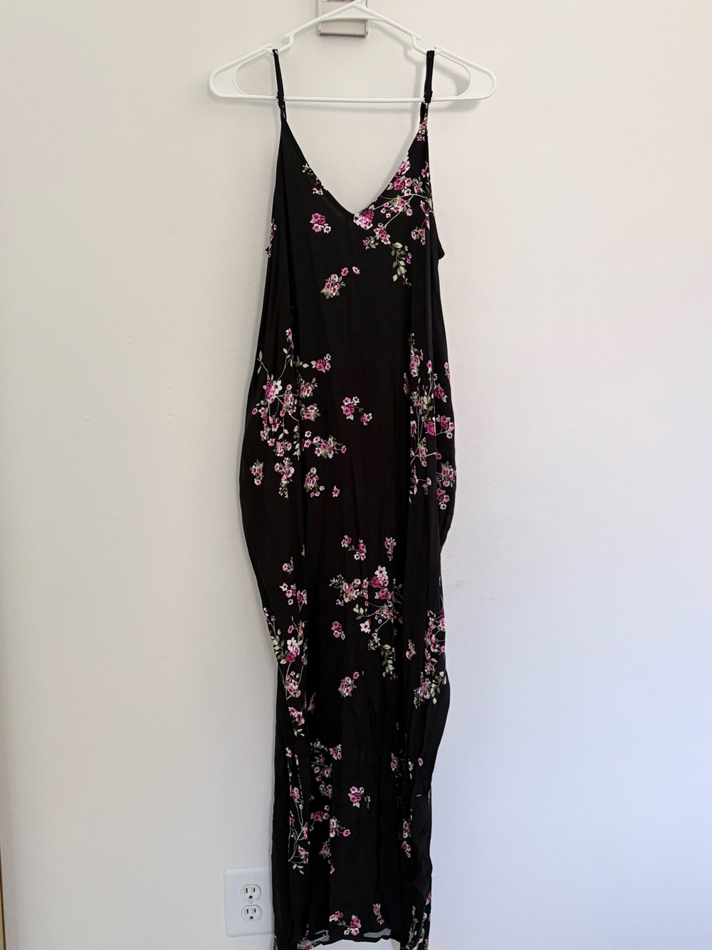 lovestitch Black Maxi Dress with Pink Floral Print
